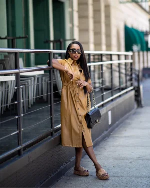 Leather Shirt Dress